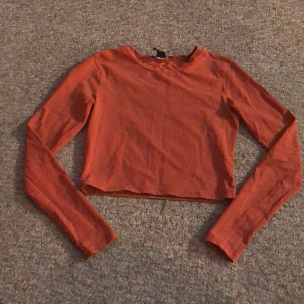 Orange long sleeve crop top